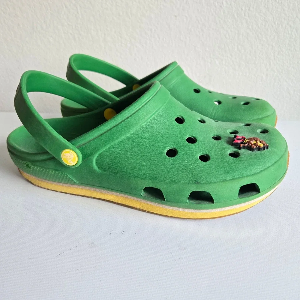 Crocs Retro Runner Green Yellow Clogs Mens 9 Womens 11 Scooby Doo Jibbitz Charm